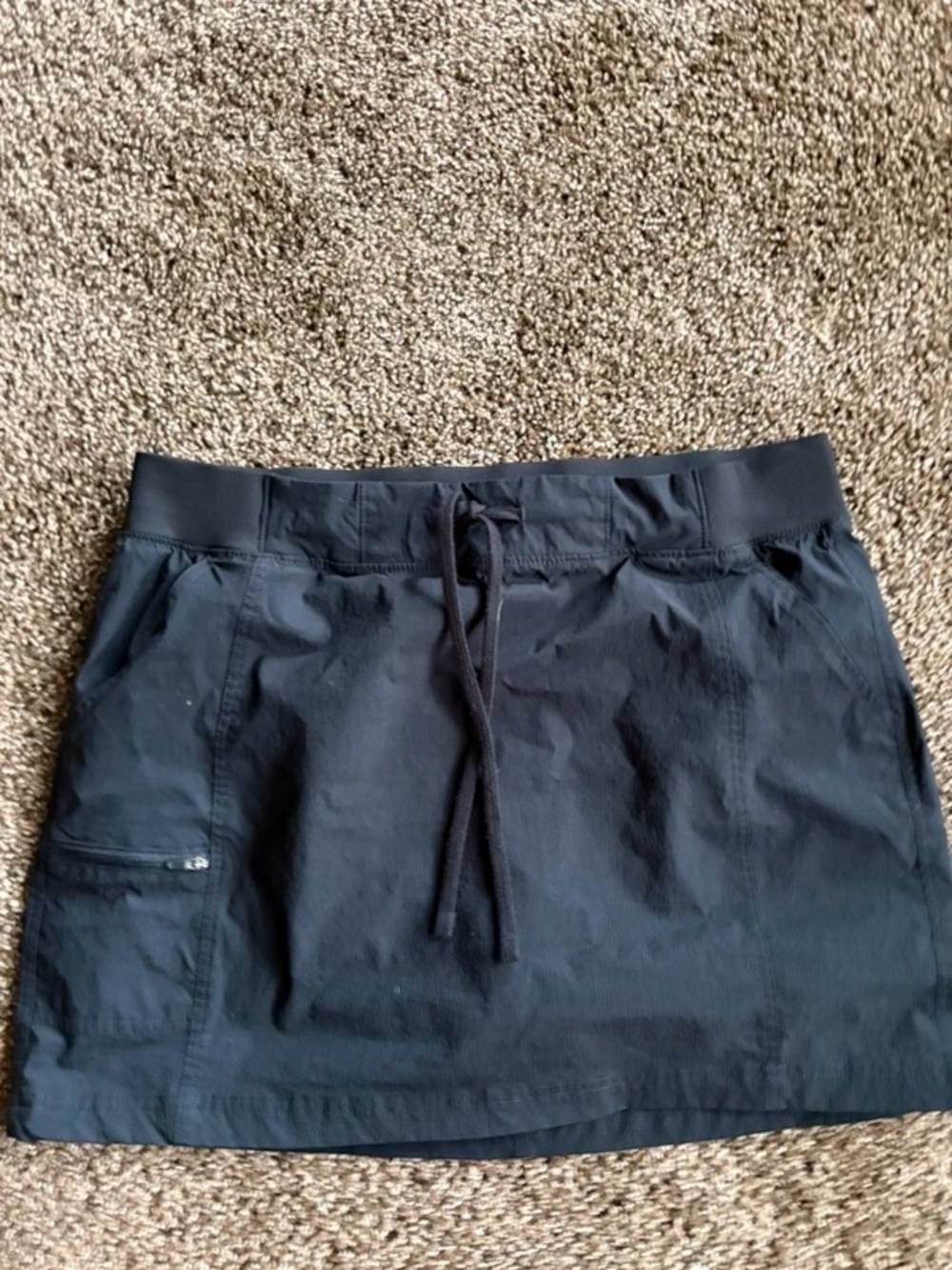 Black Drawstring Athletic Skirt with Pocket
